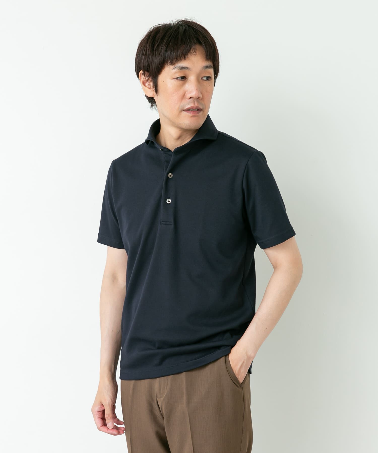 URBAN RESEARCH DOORS「LIFE STYLE TAILOR　カッタウェイ鹿の子半袖プルオーバー」|シャツ・ブラウス|