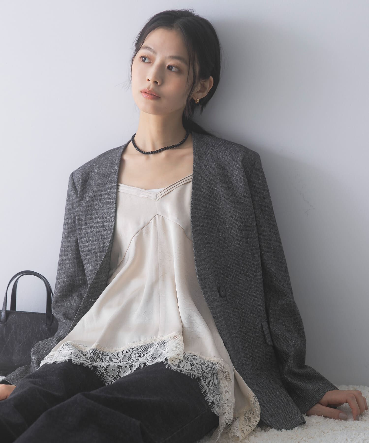 URBAN RESEARCH ROSSO「レースヘムデザインサテンキャミソール」|キャミソール|アイボリー