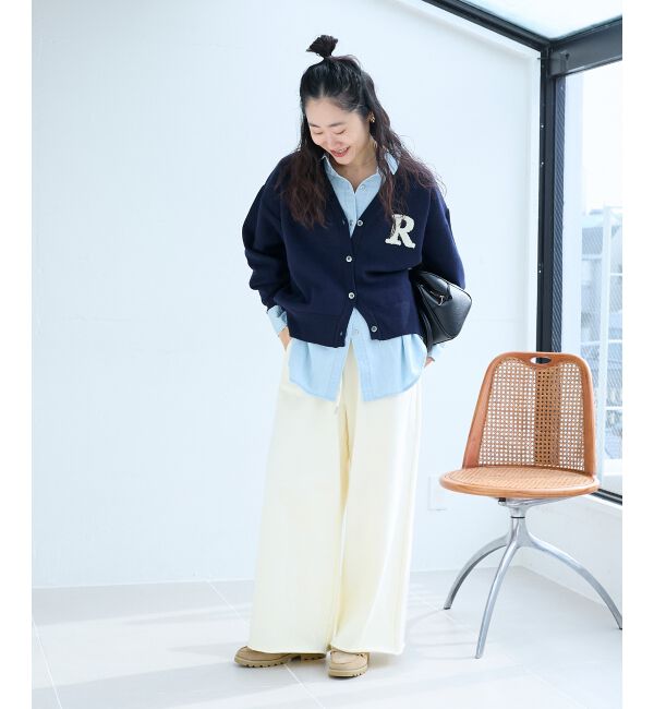  「★再入荷《手洗い可能》サガラ刺繍Vカーディガン」|カーディガン|