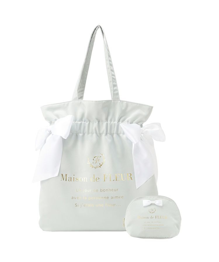 Maison de FLEUR「【2点セット】ダブルリボンギャザートート・ポーチ」|トートバッグ|