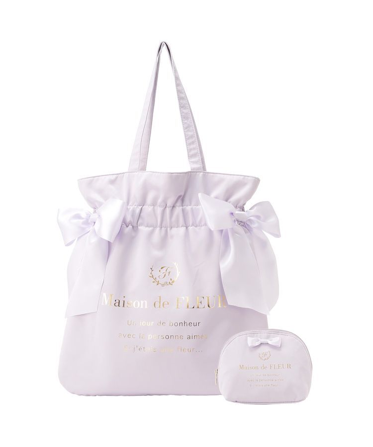 Maison de FLEUR「【2点セット】ダブルリボンギャザートート・ポーチ」|トートバッグ|