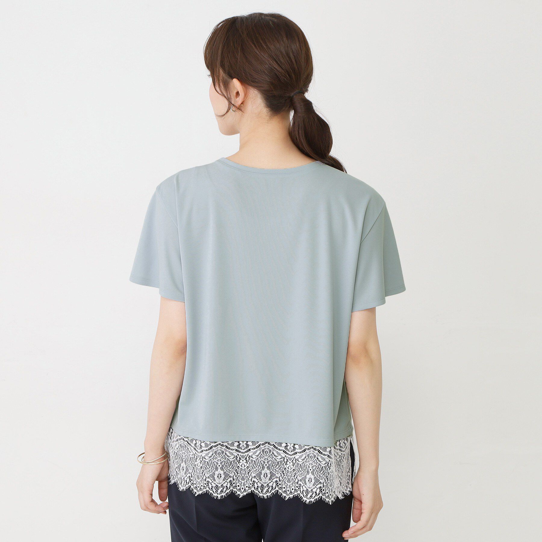 COUP DE CHANCE「【手洗い可／日本製／接触冷感】裾レースカットソー」|Tシャツ・カットソー|