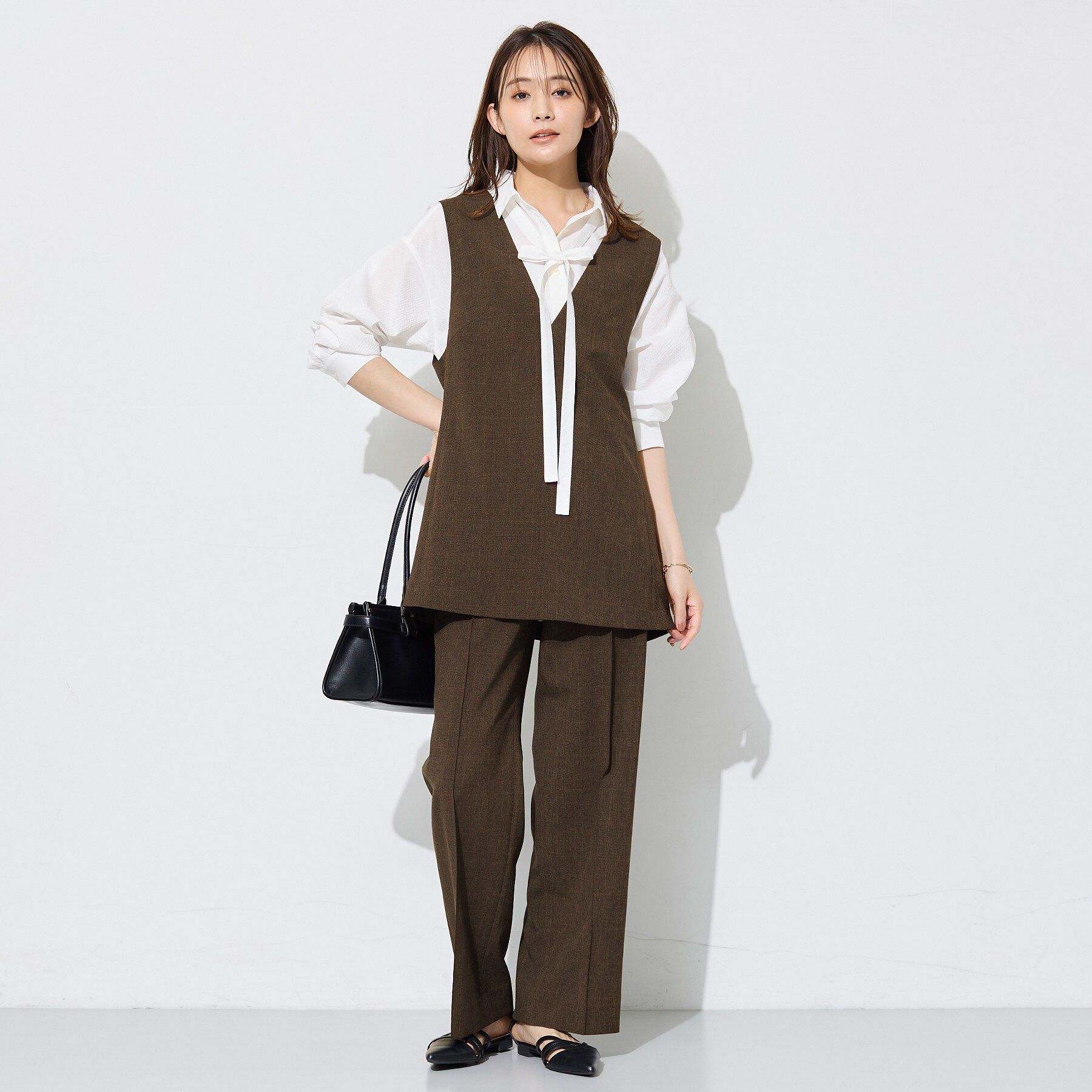 INDIVI「【UVケア／接触冷感】リネン風チェックストレートパンツ」|その他|