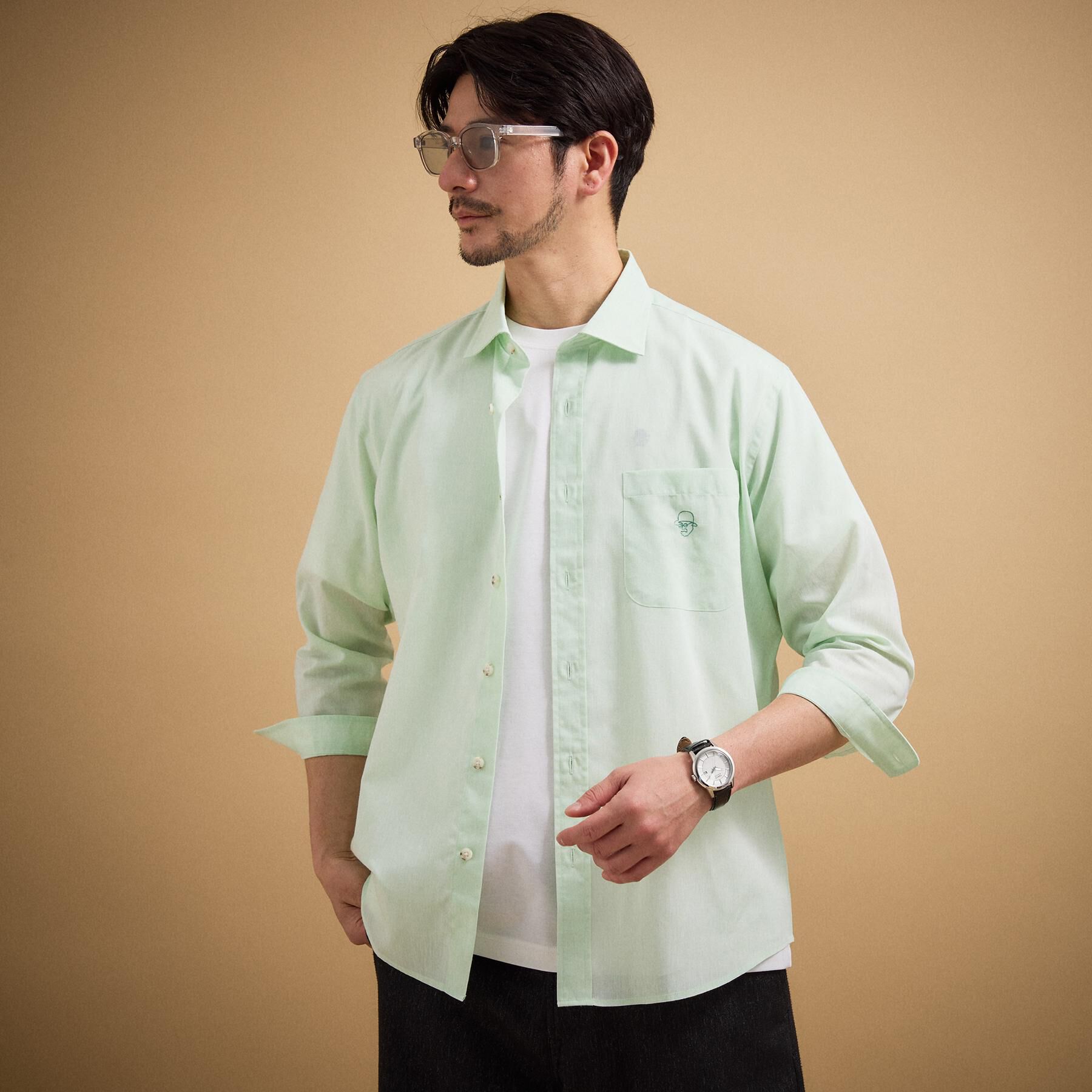 TAKEO KIKUCHI「【接触冷感】ハイブリッド リネン 七分袖シャツ」|シャツ・ブラウス|