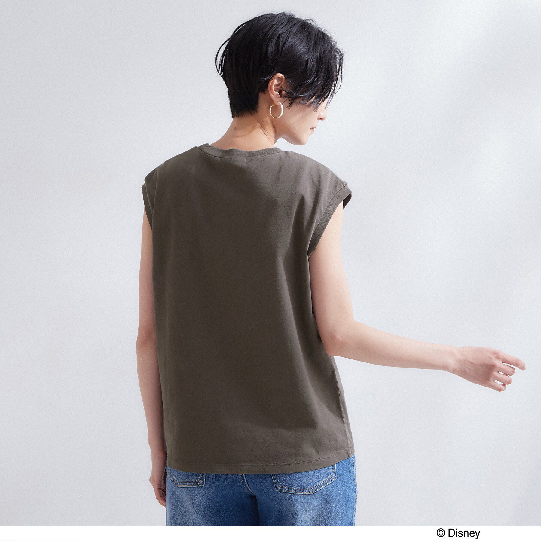 OPAQUE.CLIP「「Mickey Mouse」フロッキープリント フレンチスリーブTシャツ《洗濯機OK》」|Tシャツ・カットソー|
