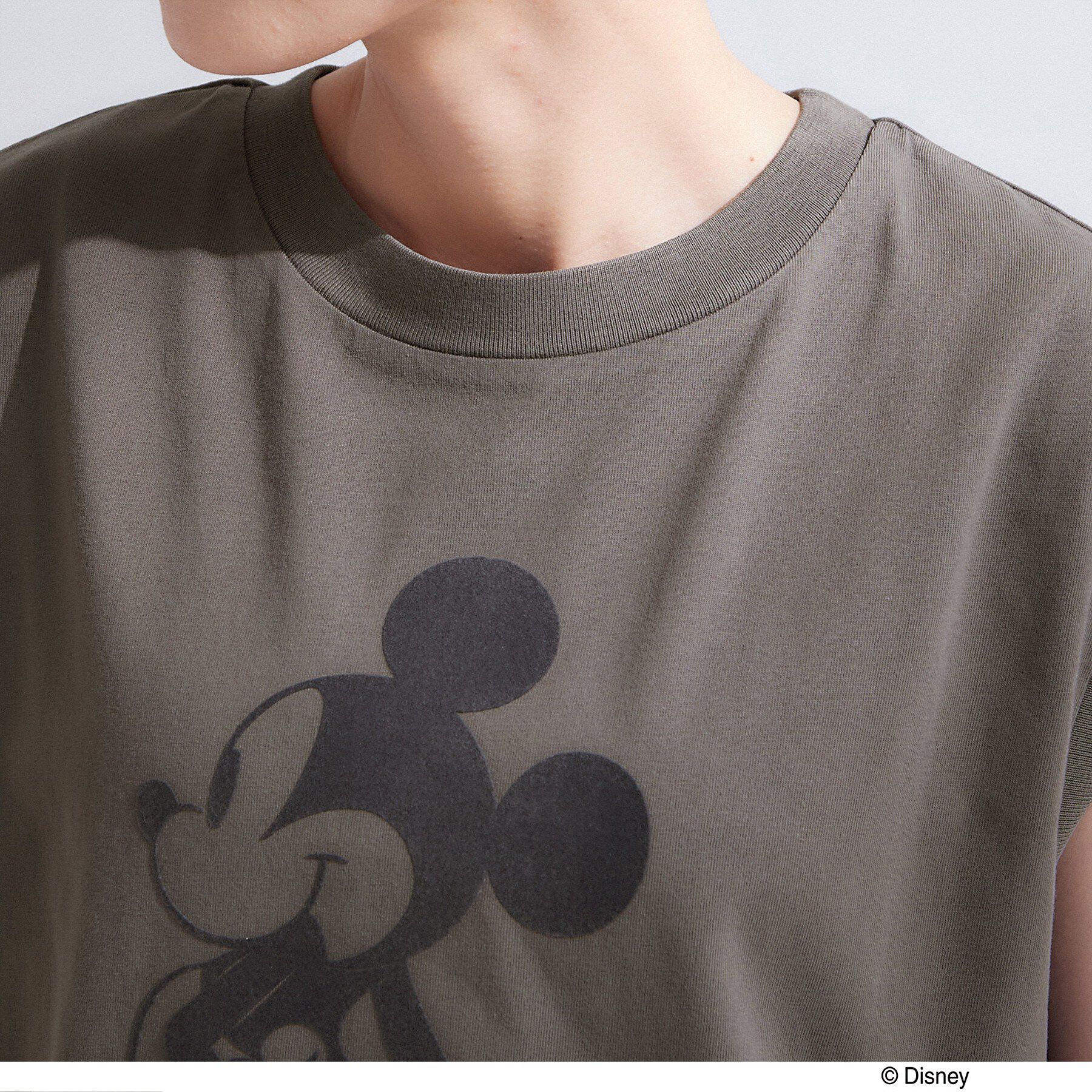 OPAQUE.CLIP「「Mickey Mouse」フロッキープリント フレンチスリーブTシャツ《洗濯機OK》」|Tシャツ・カットソー|
