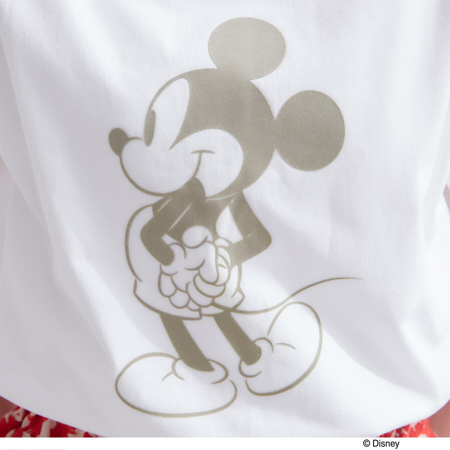 OPAQUE.CLIP「「Mickey Mouse」フロッキープリント フレンチスリーブTシャツ《洗濯機OK》」|Tシャツ・カットソー|