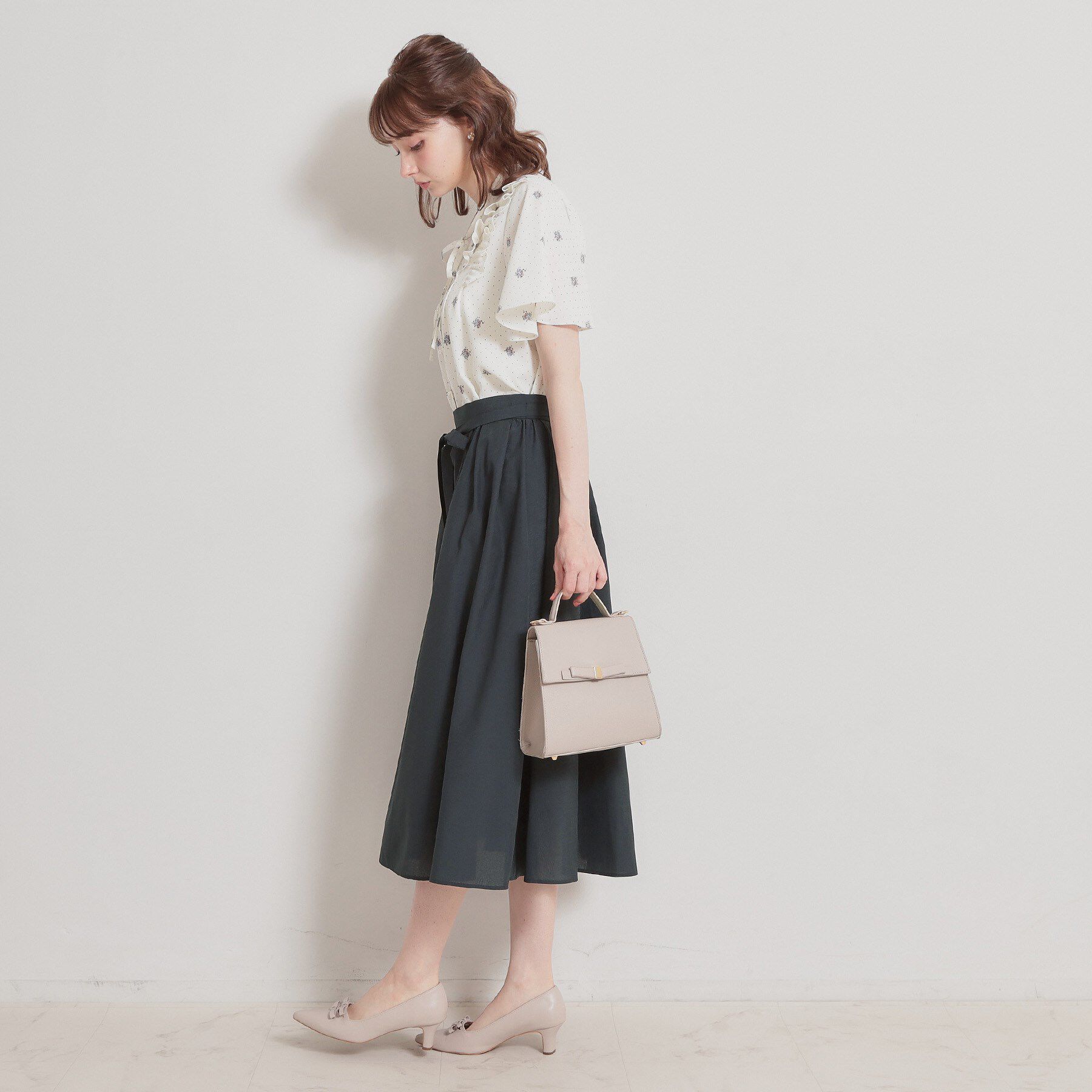 Couture broach「【洗える】パレットボイル 細リボン付きスカート」|スカート|