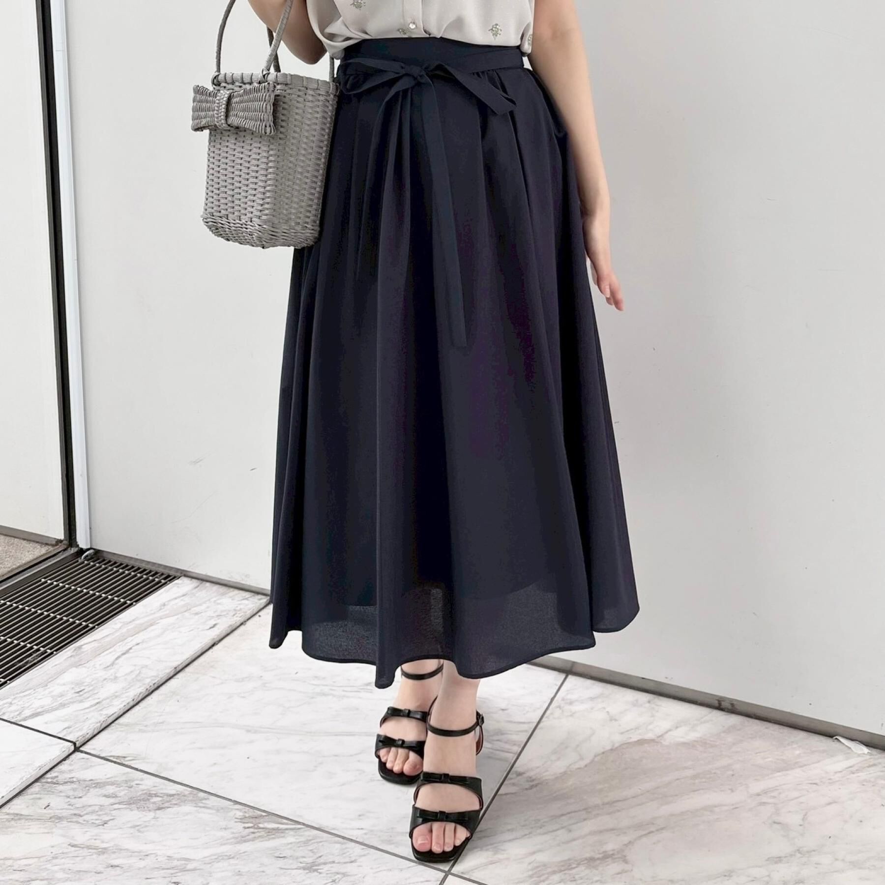 Couture broach「【洗える】パレットボイル 細リボン付きスカート」|スカート|