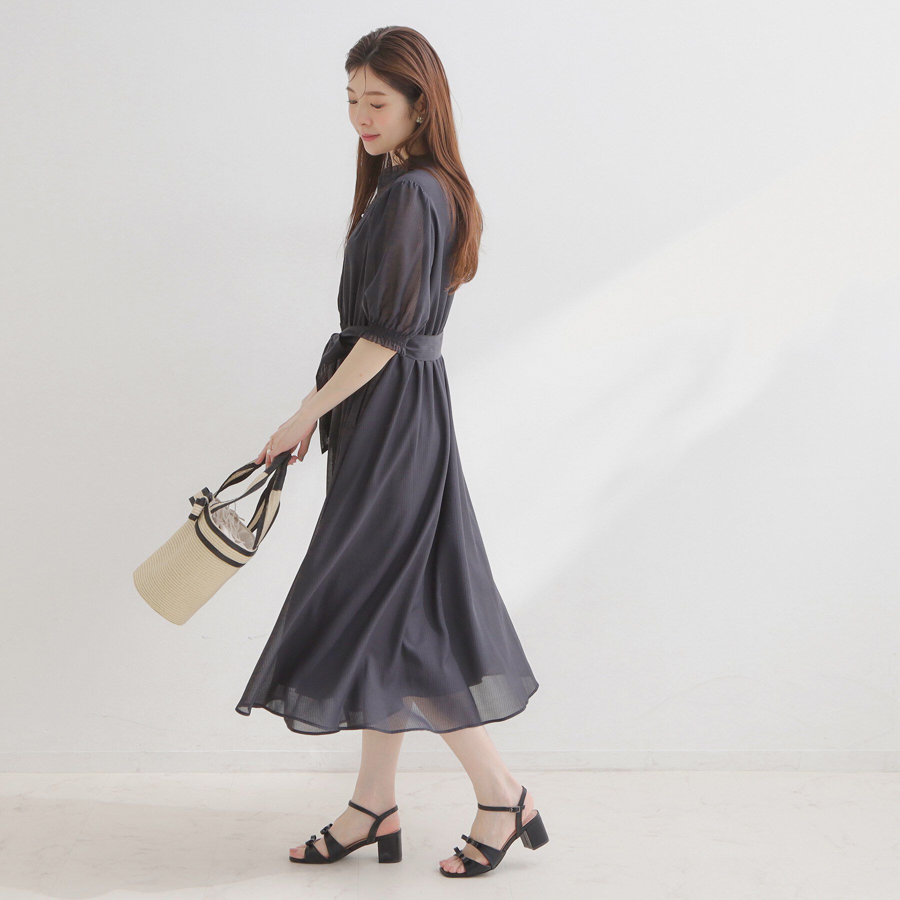 Couture broach「【洗える】シアーストライプ ワンピース」|ワンピース|