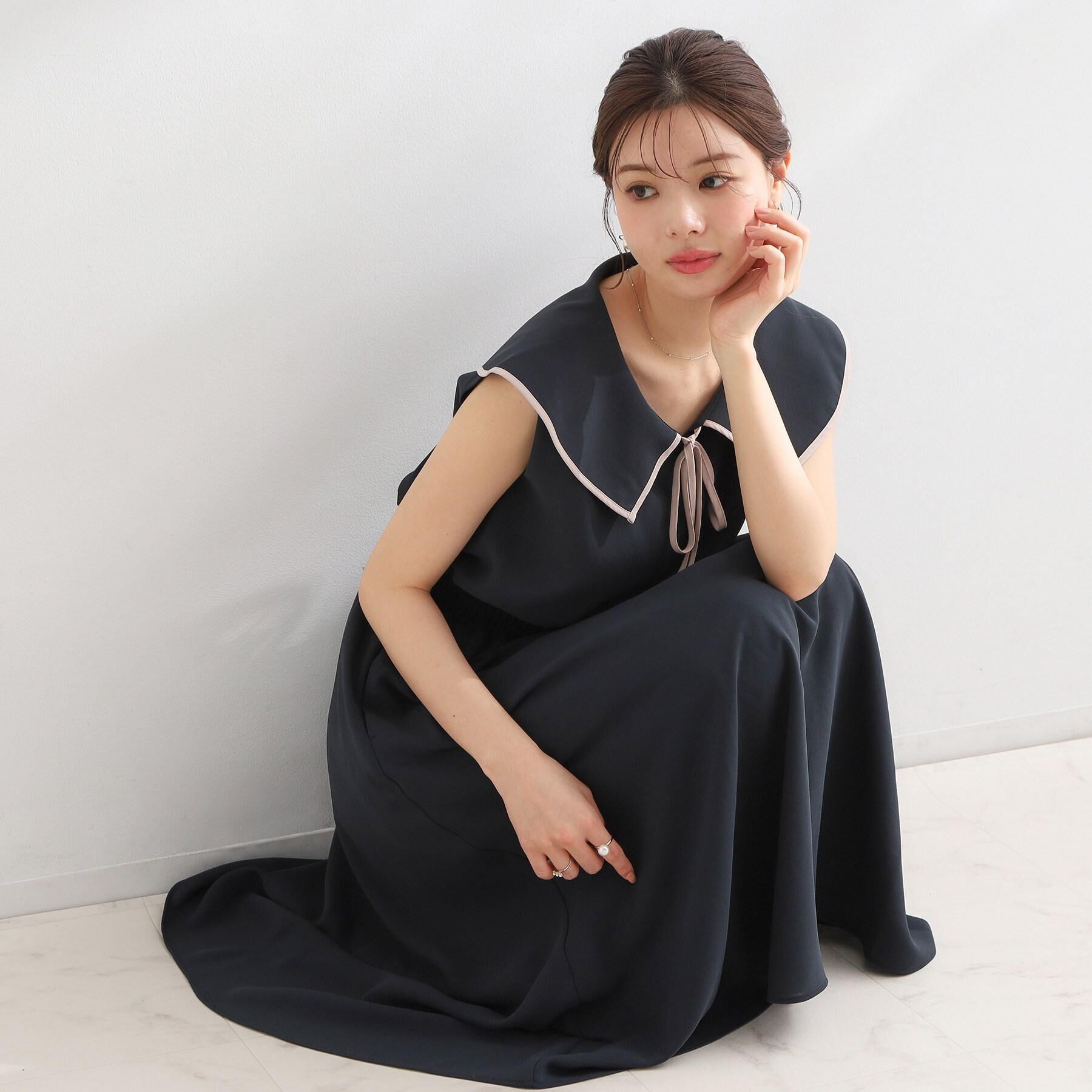 Couture broach「【洗える】リネンライク マリンワンピース」|ワンピース|