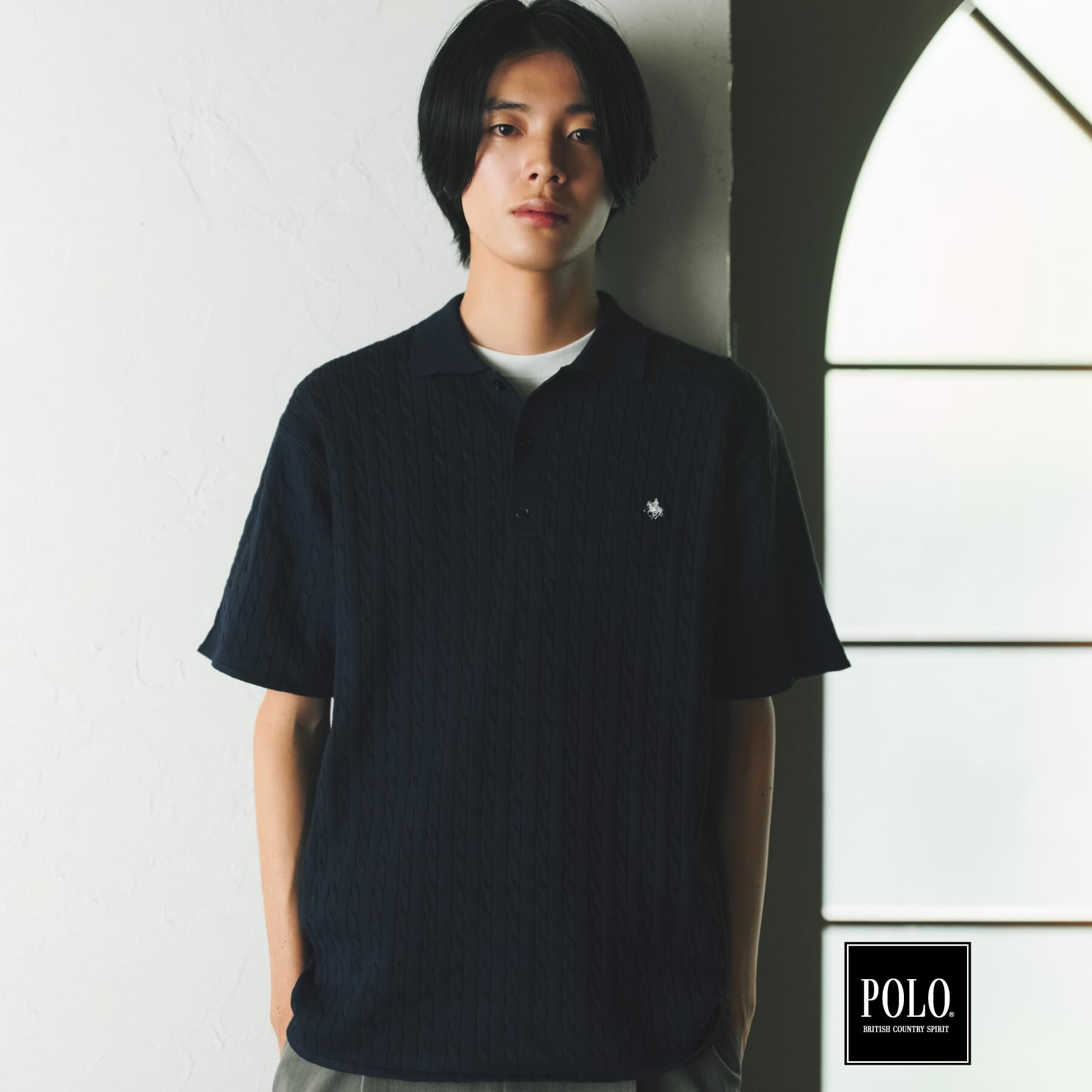 THE SHOP TK「POLO BCS/ケーブルニットポロ」|ニット・セーター|