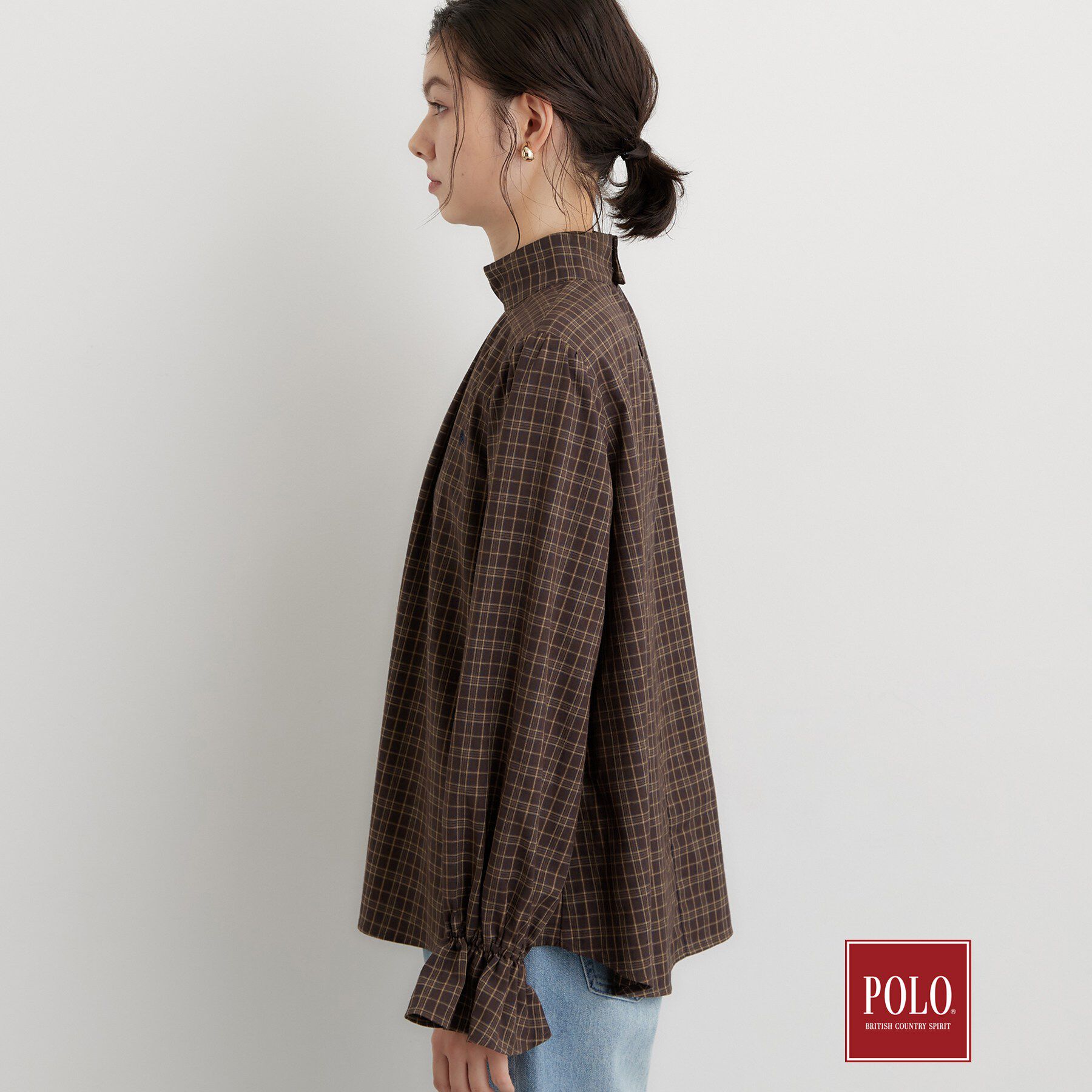 THE SHOP TK「POLO BCS/チェックスカーフ付きブラウス」|シャツ・ブラウス|