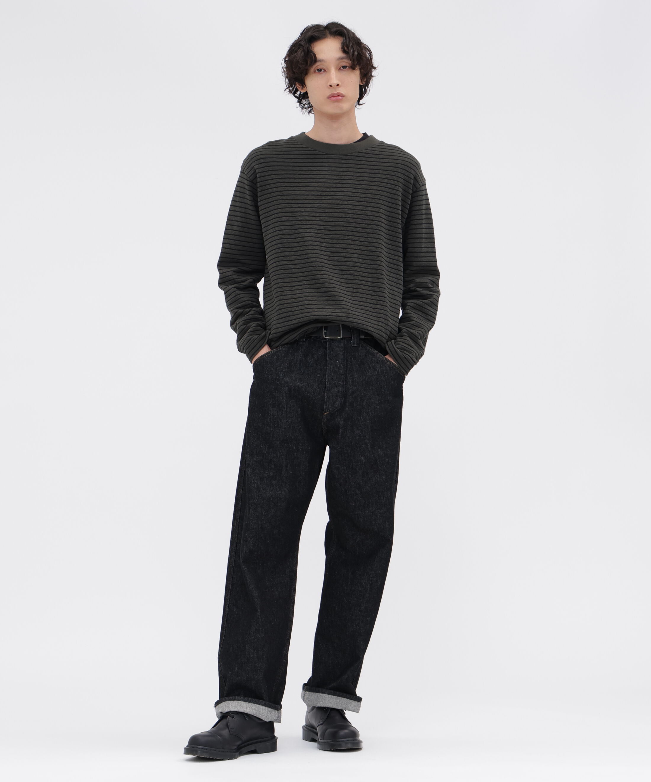 MHL.「TEXTURED COTTON STRIPE TOP」|Tシャツ・カットソー|