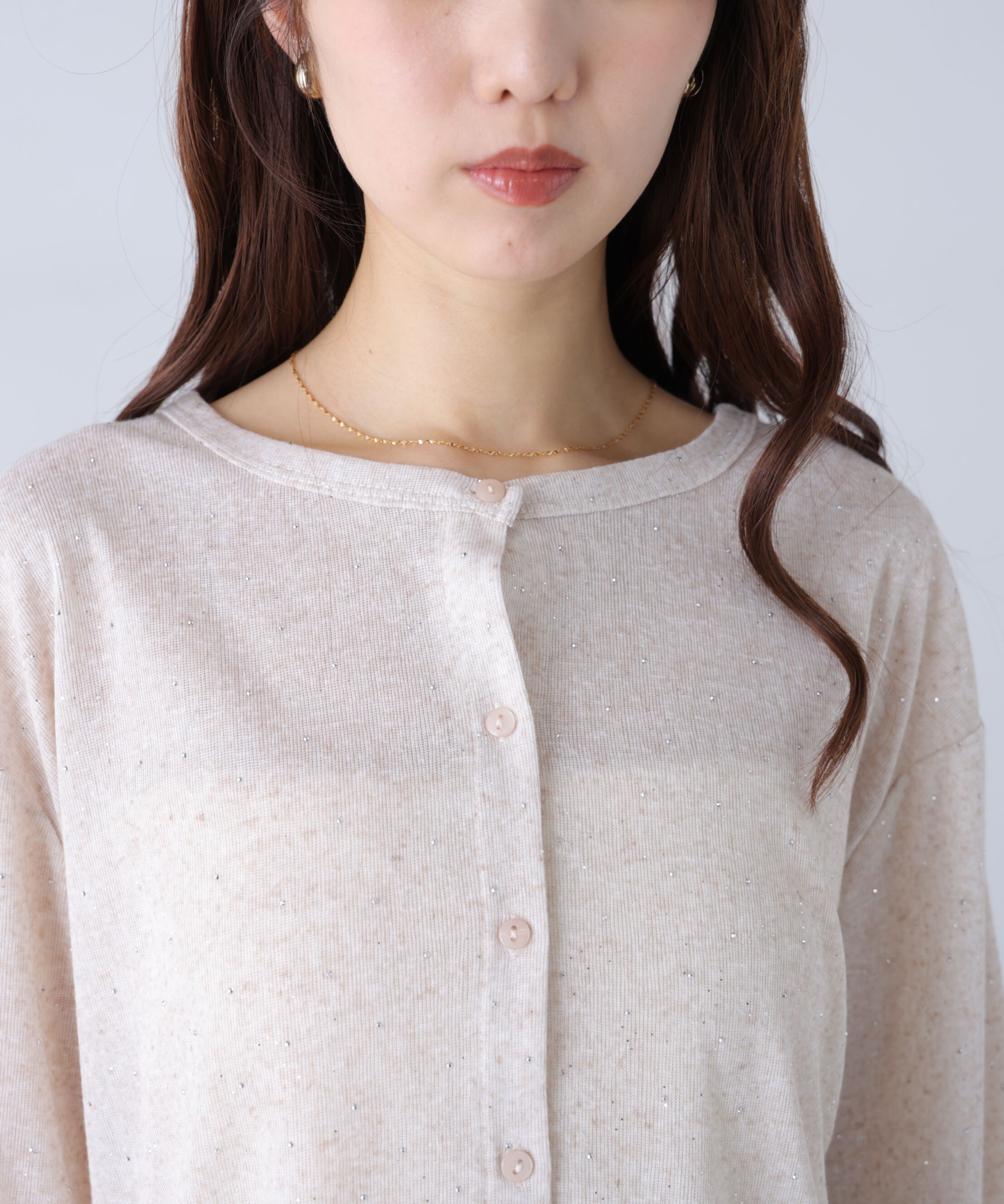  「前後2wayラインストーンカットソーカーディガン」|Tシャツ・カットソー|