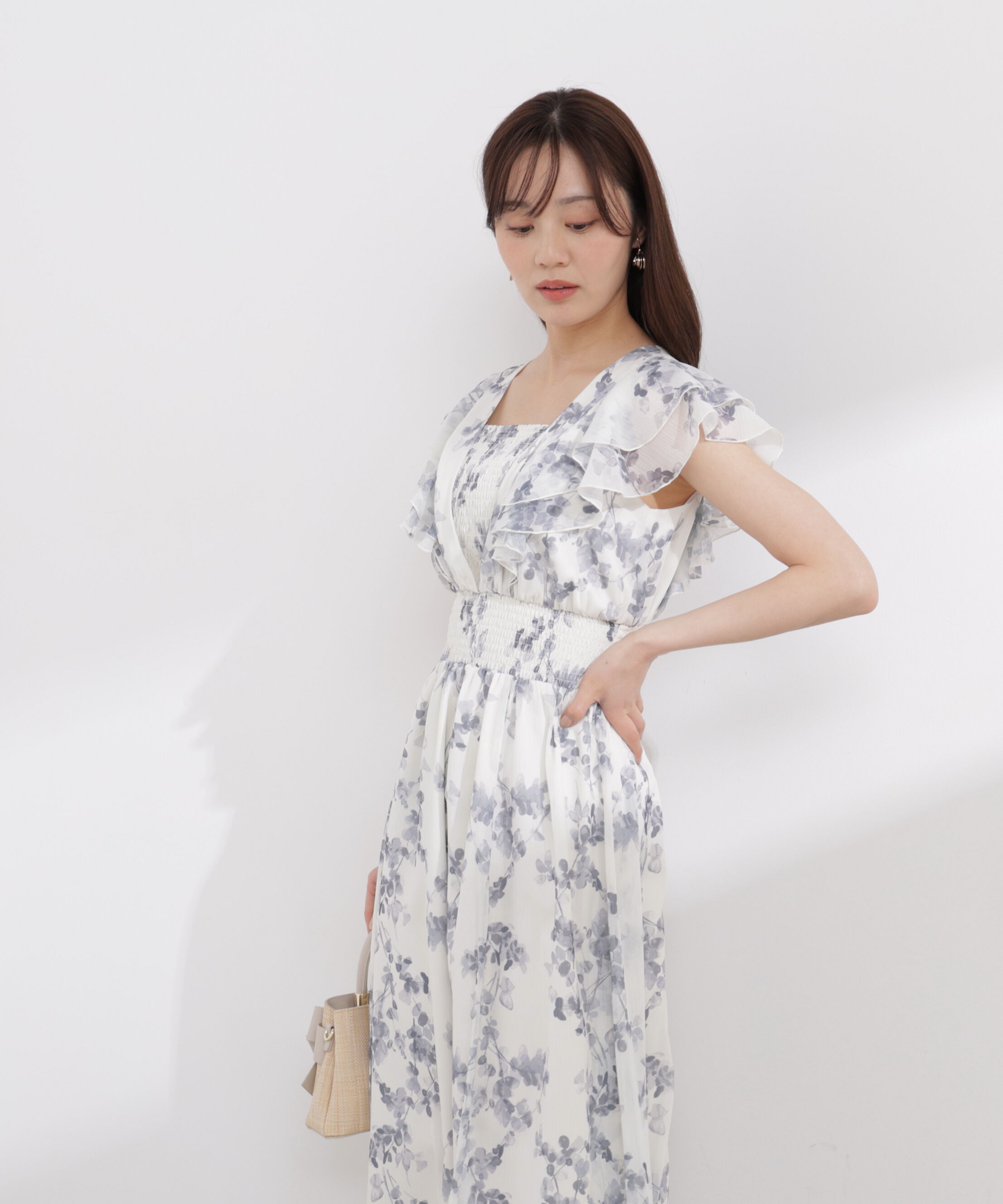 PROPORTION BODY DRESSING「ラッフル袖花柄ワンピース 26SS」|ワンピース|