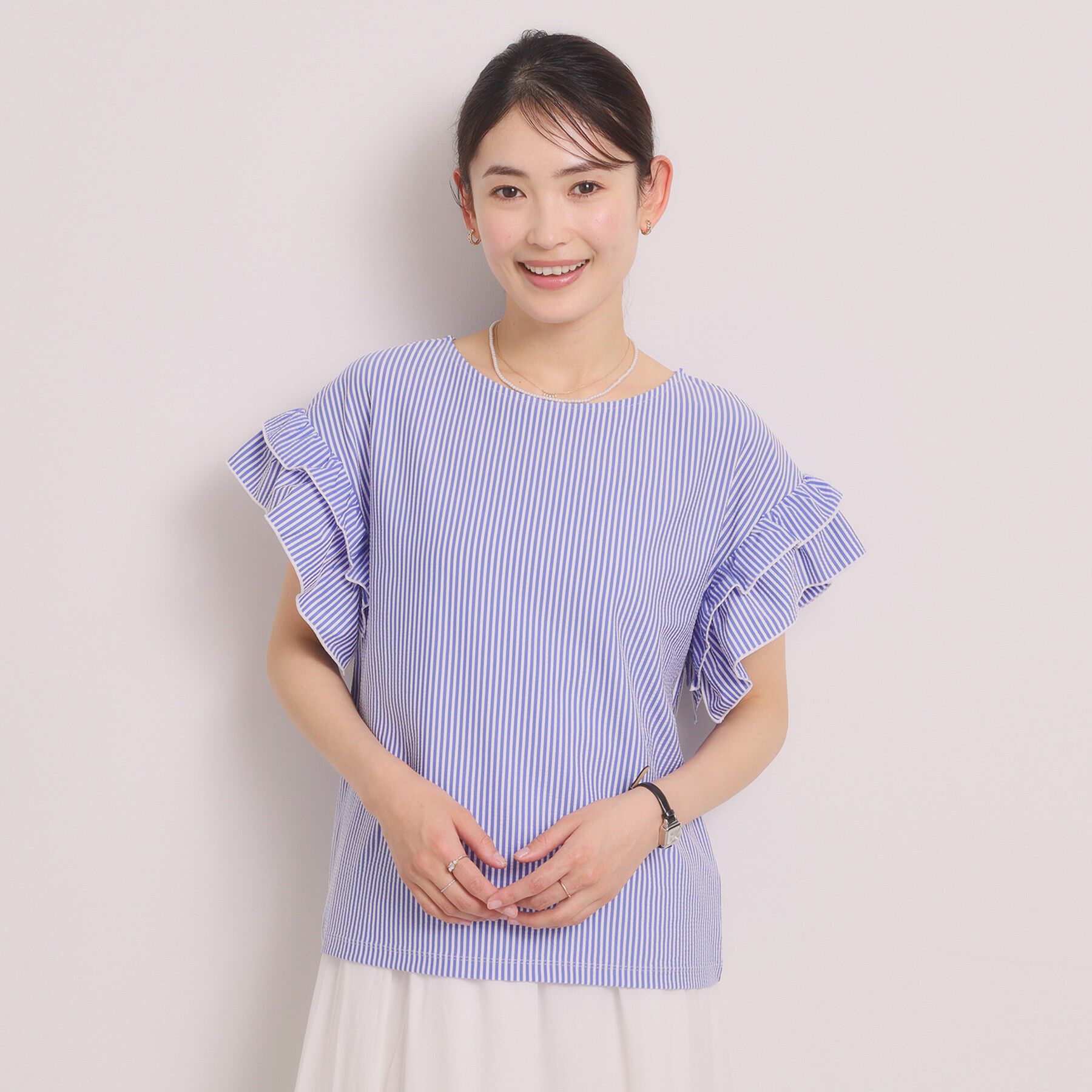 ITS&rsquo;DEMO「カットサッカー袖フリルトップス」|Tシャツ・カットソー|