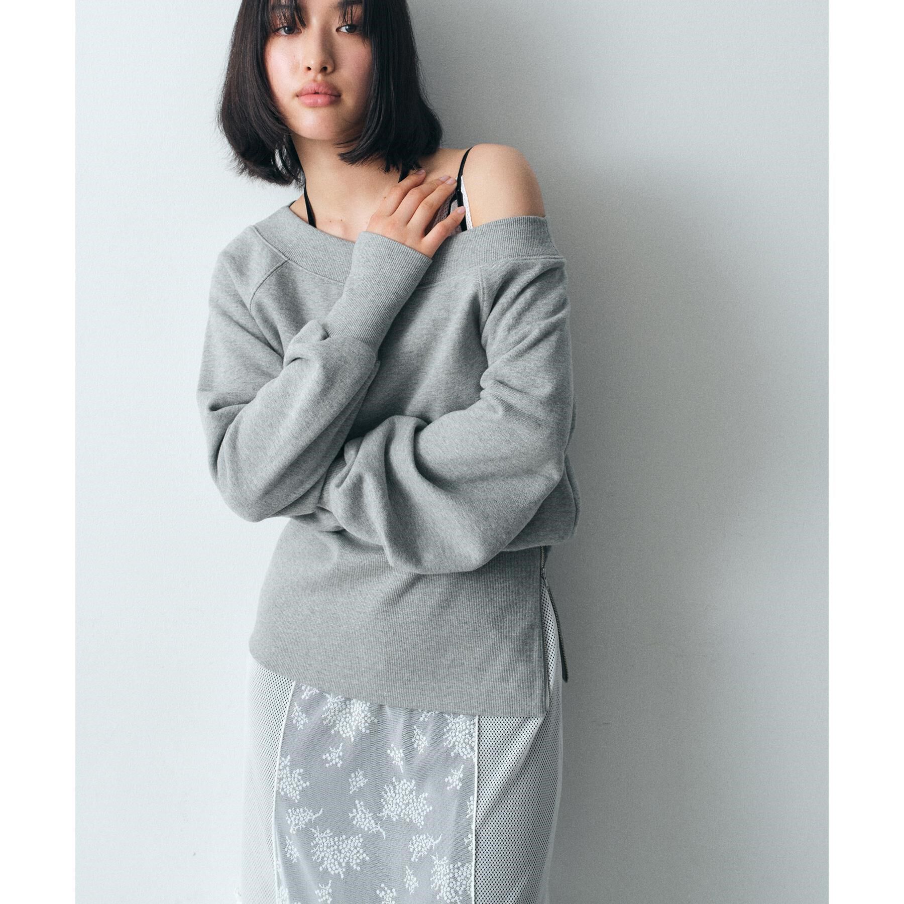 CODE A「off－shoulder sweat」|パーカー|ライトグレー(011