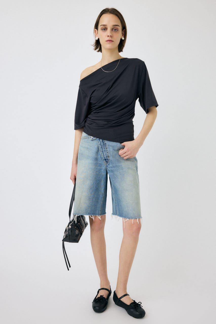 MOUSSY「CROSS WAIST HALF パンツ」|デニム|