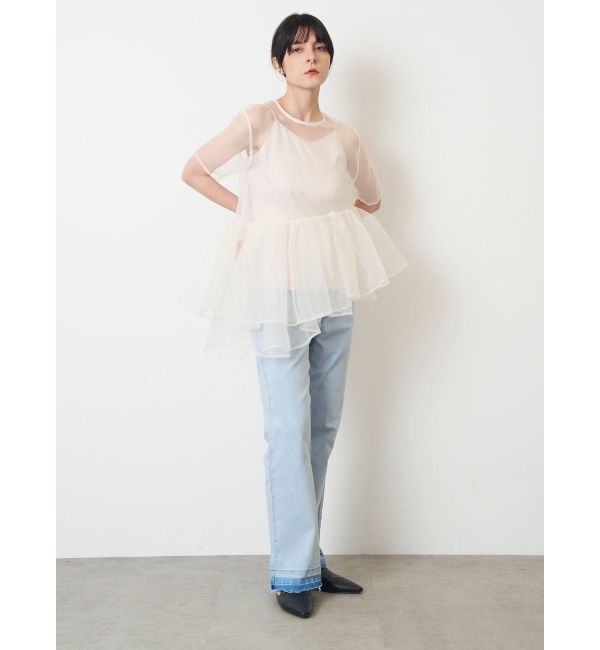 ELENDEEK「SEMI FLARE ROUGH DENIM WIDE PT」|デニム|
