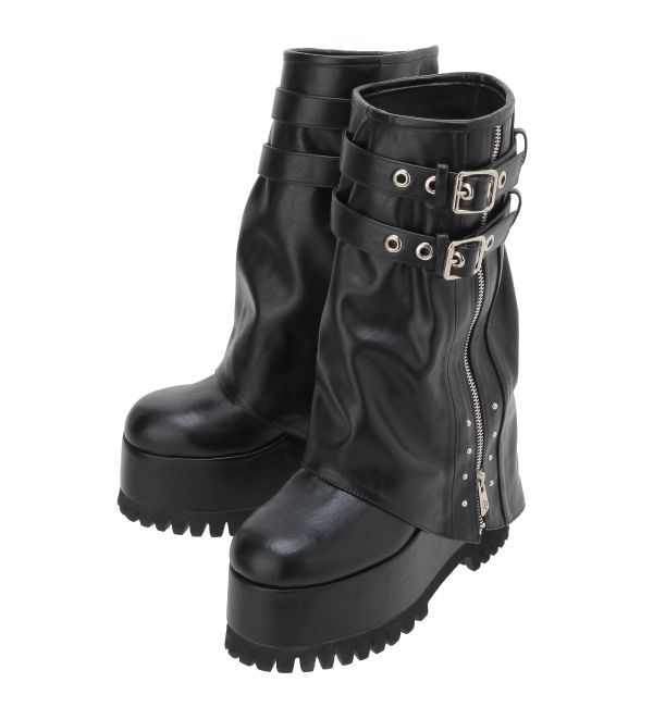 GYDA「ZIP design loose coverブーツ」|ロングブーツ|