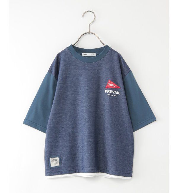ikka kids「デニムニットコンビワッペンTシャツ（120~160cm）」|Tシャツ・カットソー|ブルー