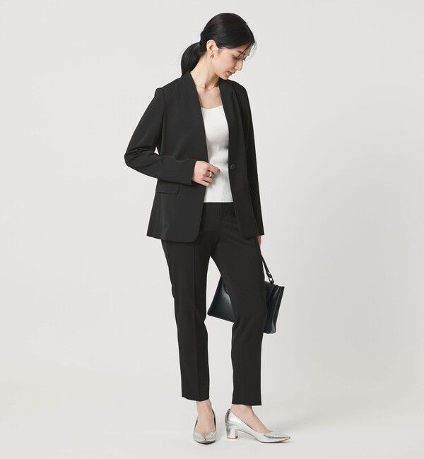 UNITED ARROWS「FEEL CLEAN Vノーカラー ジャケット ‐防シワ ストレッチ UVカット‐」|ノーカラージャケット|