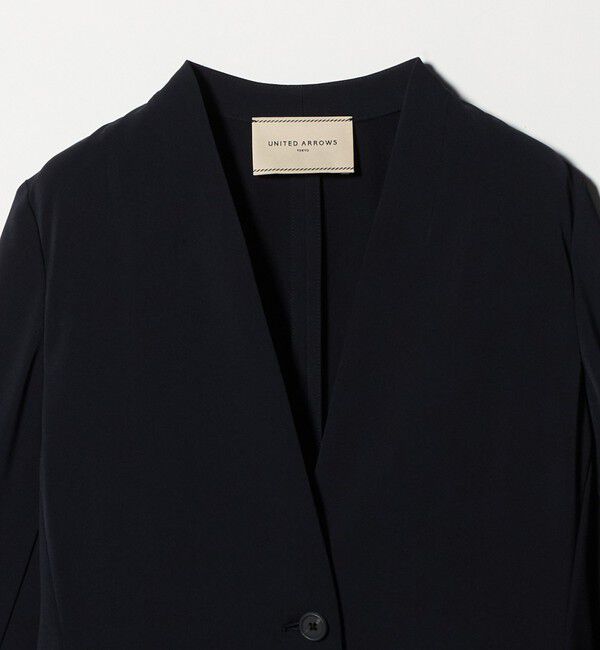 UNITED ARROWS「FEEL CLEAN Vノーカラー ジャケット ‐防シワ ストレッチ UVカット‐」|ノーカラージャケット|