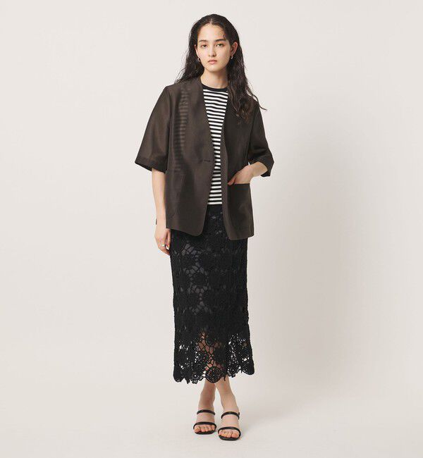 UNITED ARROWS「シアー ノーラペル ハーフスリーブ ジャケット ‐ウォッシャブル‐」|ノーカラージャケット|