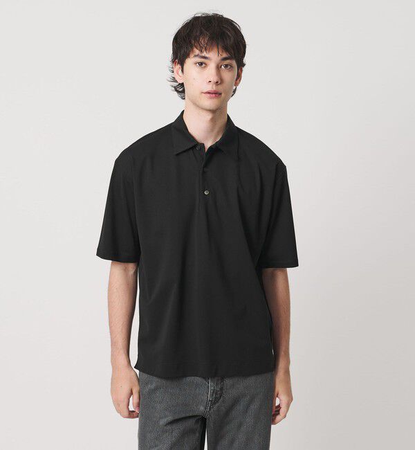 UNITED ARROWS「ALBINI アルビニ トリコット ポロシャツ 抗菌防臭」|ポロシャツ|BLACK