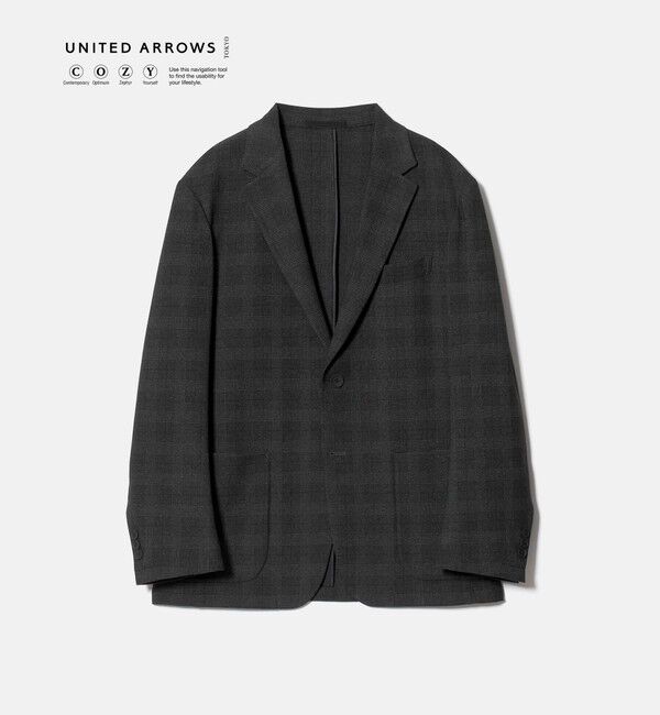 UNITED ARROWS「グレンプレイド シングル 2ボタン テーラードジャケット UA COZY ウォッシャブル 2WAYストレッチ」|テーラードジャケット|DK.GRAY