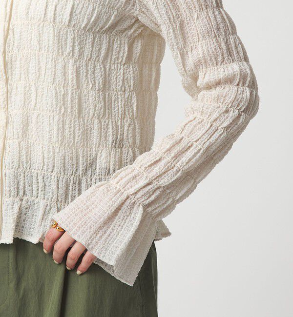 UNITED ARROWS green label relaxing「【WEB限定】＜at ease＞シアー サッカーライク クルーネック カーディガン」|カーディガン|