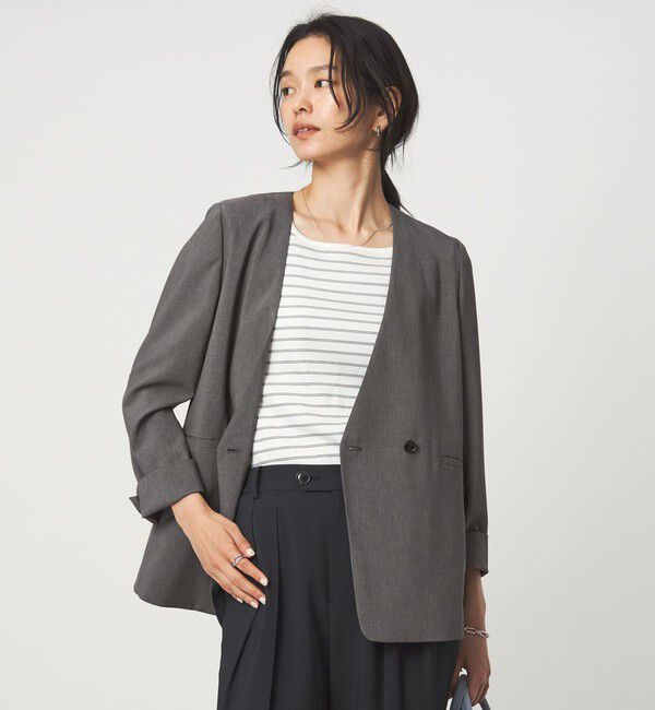 UNITED ARROWS green label relaxing「［size SHORT/TALLあり］トリアセ ノーラペル ジャケット 」|ノーカラージャケット|