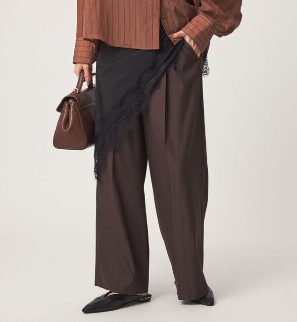 UNITED ARROWS green label relaxing「ニーハイワイドパンツ マシンウォッシャブル ストレッチ 帯電防止」|その他|DK.BROWN