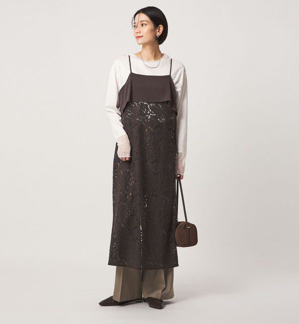 UNITED ARROWS green label relaxing「レース レイヤード キャミソール ワンピース」|ワンピース|DK.BROWN