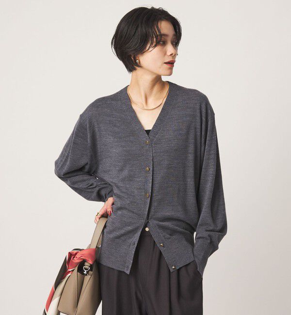 UNITED ARROWS green label relaxing「エブリニット 2WAY Vネック カーディガン」|カーディガン|MD.GRAY