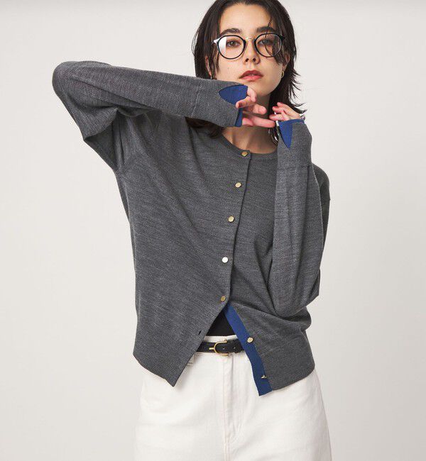 UNITED ARROWS green label relaxing「エブリニット 2WAY クルーネック カーディガン」|カーディガン|MD.GRAY
