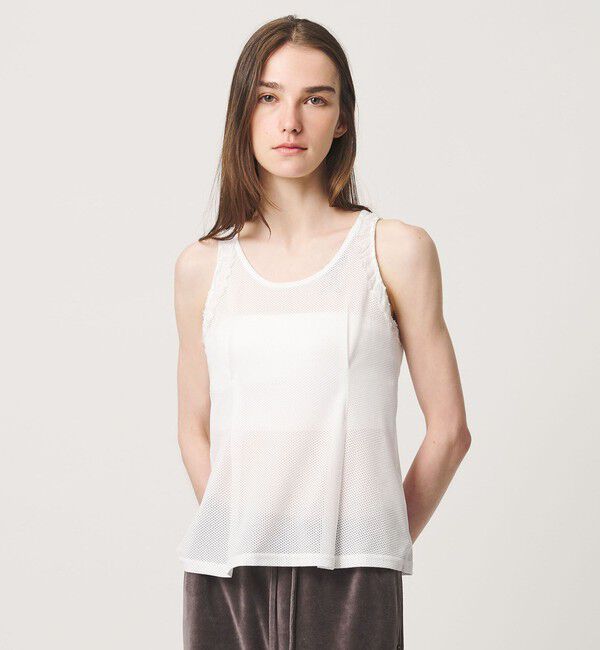 ATTISESSION「＜ATTISESSION＞メッシュ レース ノースリーブ トップス」|シャツ・ブラウス|WHITE