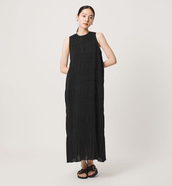 BEAUTY&YOUTH UNITED ARROWS「プリーツ アメリカンスリーブ ワンピース ウォッシャブル」|ワンピース|BLACK