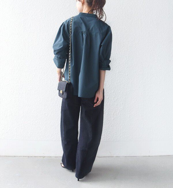 SHIPS for women「《追加予約》【WEB限定】〈手洗い可能〉チェック フリル ロングスリーブ シャツ（グリーン）」|シャツ・ブラウス|