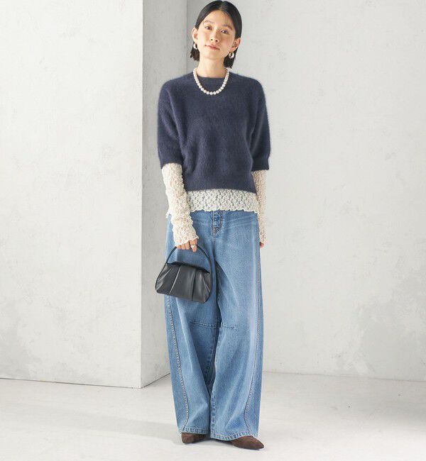 SHIPS for women「〈手洗い可能〉シュリンク レース ヘンリーネック 2WAY プルオーバー」|Tシャツ・カットソー|