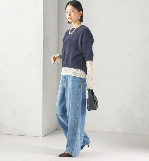 SHIPS for women「〈手洗い可能〉シュリンク レース ヘンリーネック 2WAY プルオーバー」|Tシャツ・カットソー|