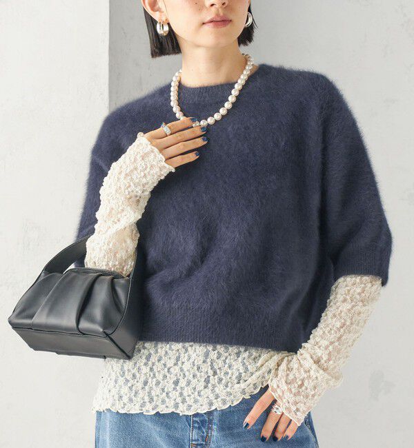 SHIPS for women「〈手洗い可能〉シュリンク レース ヘンリーネック 2WAY プルオーバー」|Tシャツ・カットソー|