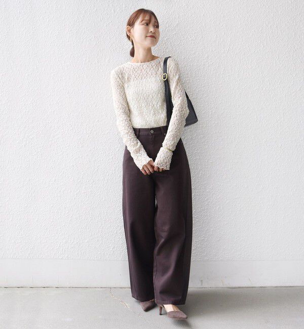 SHIPS for women「〈手洗い可能〉シュリンク レース ヘンリーネック 2WAY プルオーバー」|Tシャツ・カットソー|