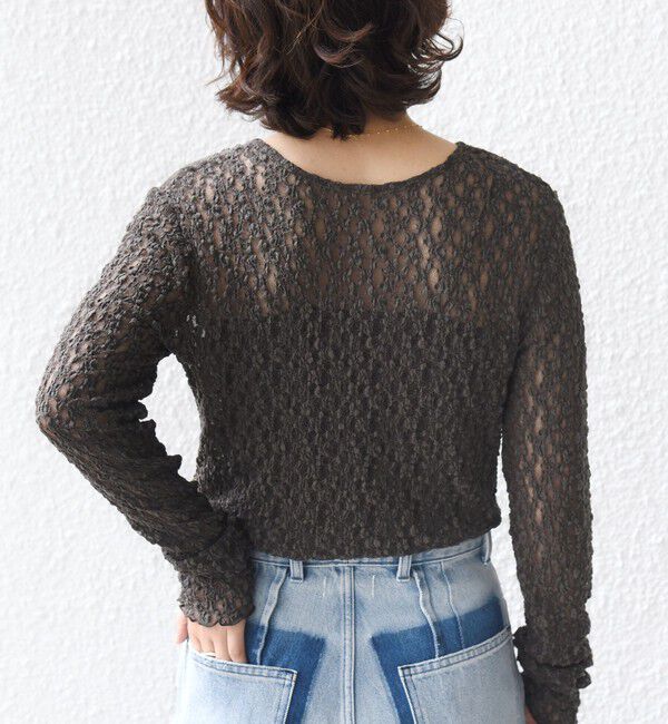 SHIPS for women「〈手洗い可能〉シュリンク レース ヘンリーネック 2WAY プルオーバー」|Tシャツ・カットソー|