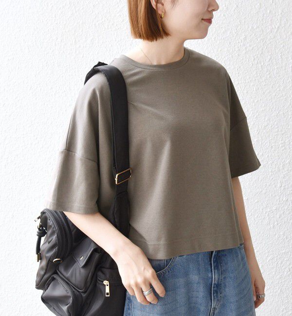 SHIPS any「SHIPS any:〈手洗い可能〉リバークロス ハーフ スリーブ ワイド TEE」|Tシャツ・カットソー|