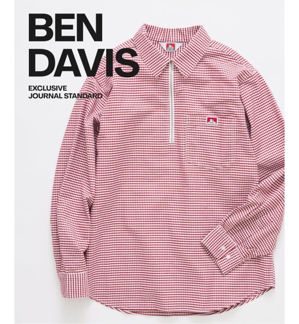 JOURNAL STANDARD「《予約》BEN DAVIS / ベンデイビス 別注 LS ST ハーフ ジップシャツ」|シャツ・ブラウス|レッド