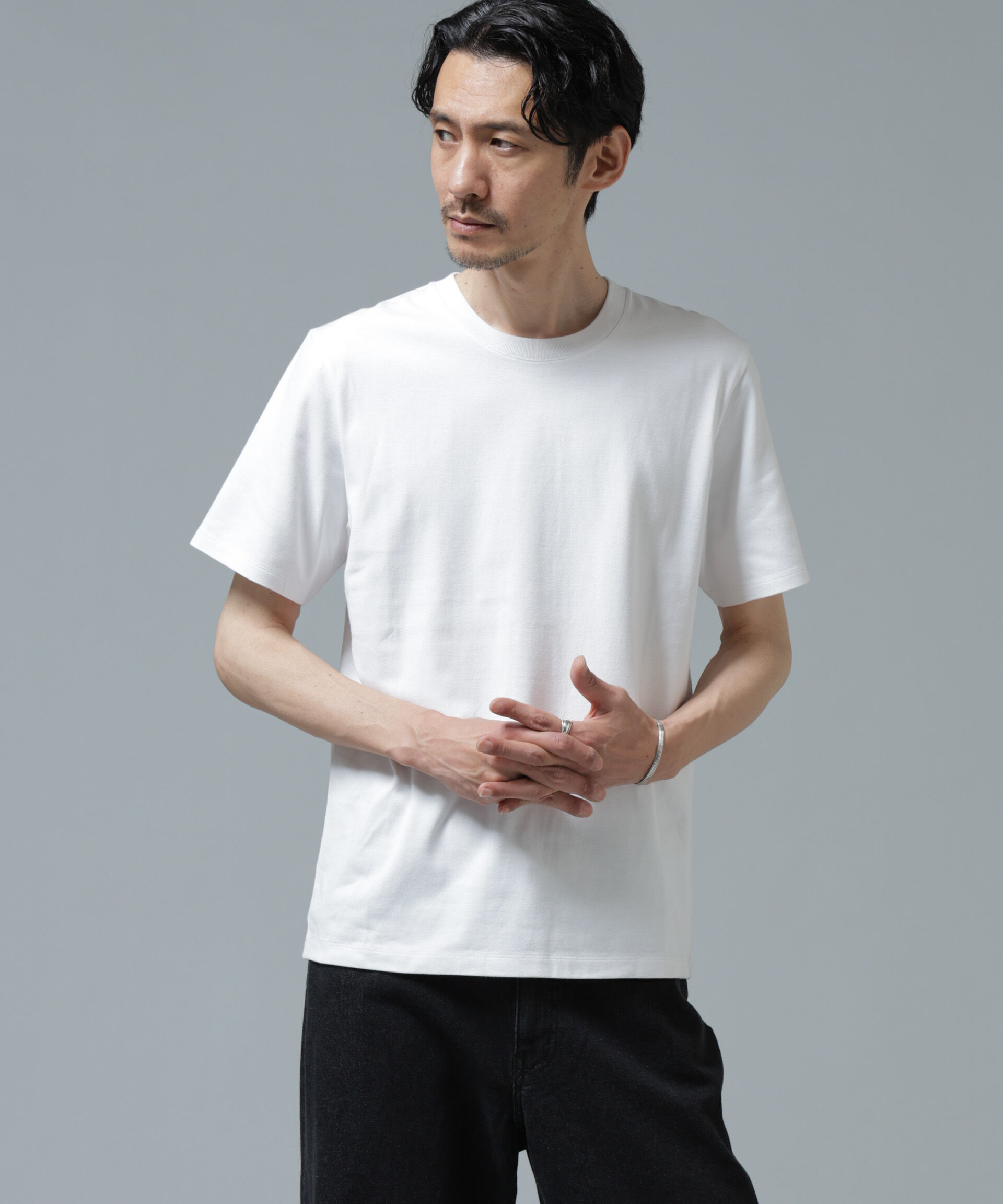 NANO universe「Anti Soaked(R) 汗染み防止 ミドルウェイト 7.1oz レギュラーシルエットTシャツ」|Tシャツ・カットソー|ホワイト
