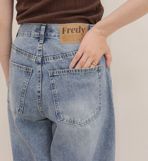 fredy emue「ライトオンス切替ワイドデニムパンツ」|デニム|