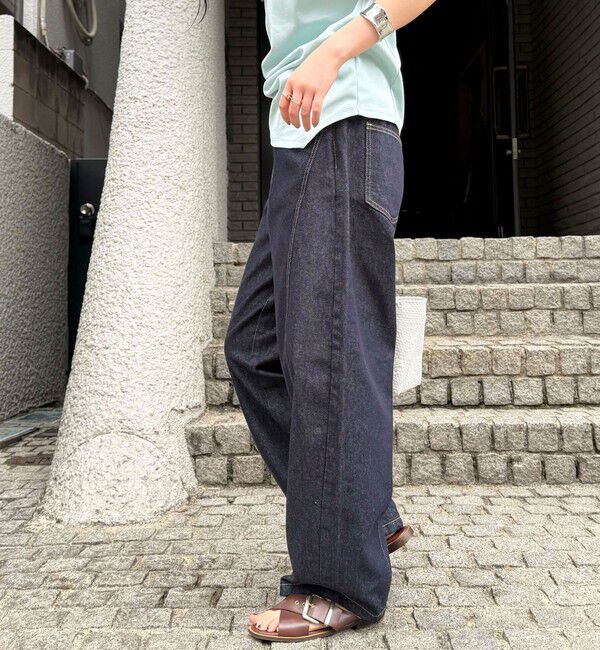 fredy emue「ライトオンス切替ワイドデニムパンツ」|デニム|
